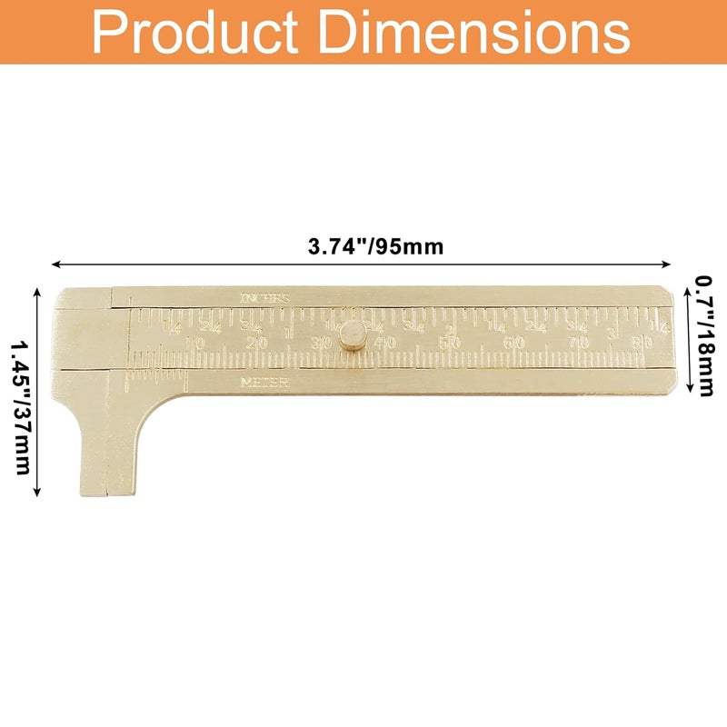 Rierdge Mini Double Scales Pocket Caliper, 80mm Brass Vernier Caliper for Measuring Jewelry Components, 2 Pack - Image 2